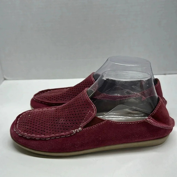Olukai Nohea Slip On Shoes Loafers Perforated Suede Leather Red Women's Size 8 - Picture 3 of 8